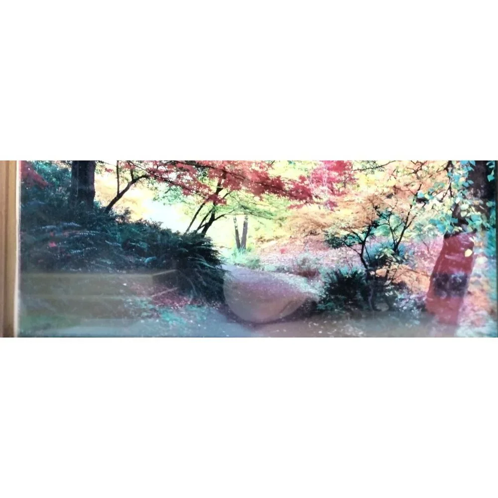 Autumn Pathway Photo Art Print Vintage Wooden Picture Frame Fall Foliage Leaf Co